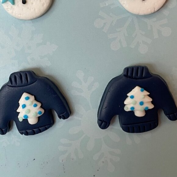HILDIE & JO Arctic Chill Post Earrings Featuring Snowman & Sweater Designs - Picture 5 of 12